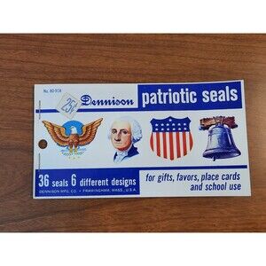 Vintage Dennison Patriotic Seals 36 Seals 6 Different Designs No. 80-918